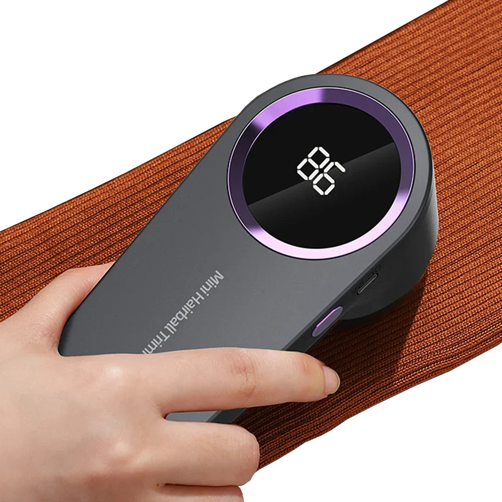 Electric Lint Remover for Sweaters Couch Blankets – USB-C Rechargeable 6-Blade Fuzz Shaver with Digital Battery Display for Clothing Furnitu