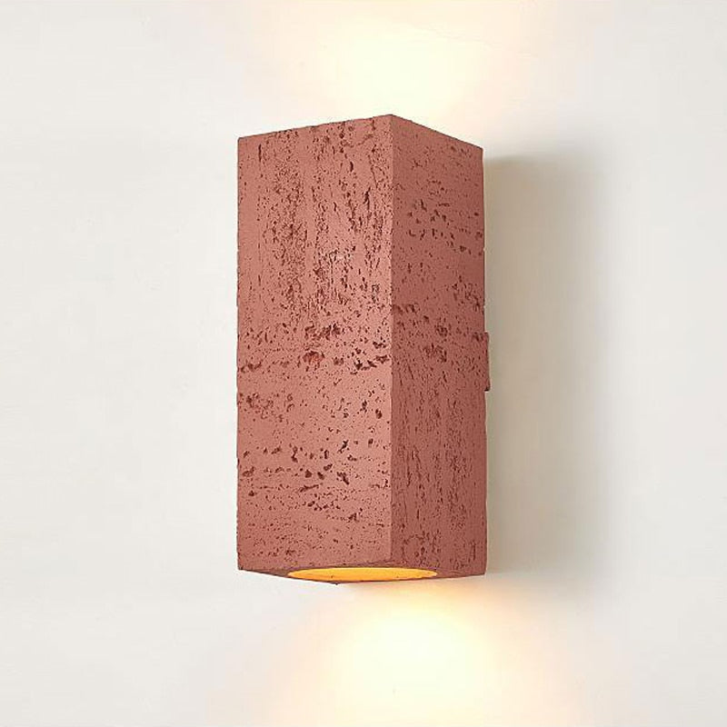 Rectangular Cement Sconce with Bidirectional Glow for Bedrooms, Hallways & Living Areas | Minimalist Stone-Effect Fixture
