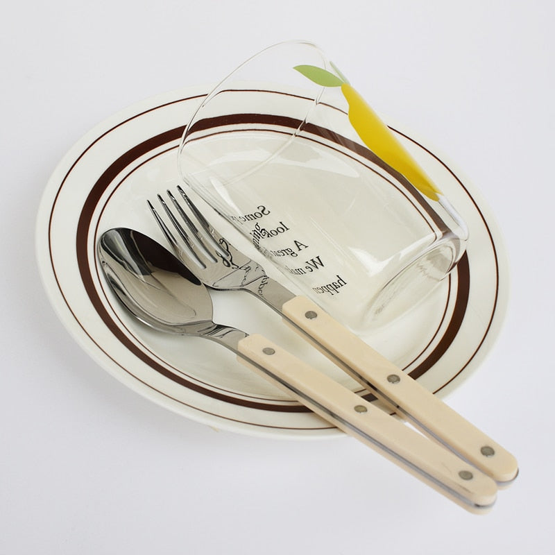 Flatware Set for 6 – Riveted Handle Silverware Service with Knife Fork Spoon – Slim Bistro Stainless Steel Dining Utensils for Everyday