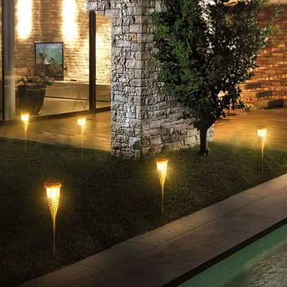 Flickering Flame Solar Garden Torches - Outdoor Pathway Lights with Realistic Fire Effect - 5-Pack Weather-Resistant Solar Torches