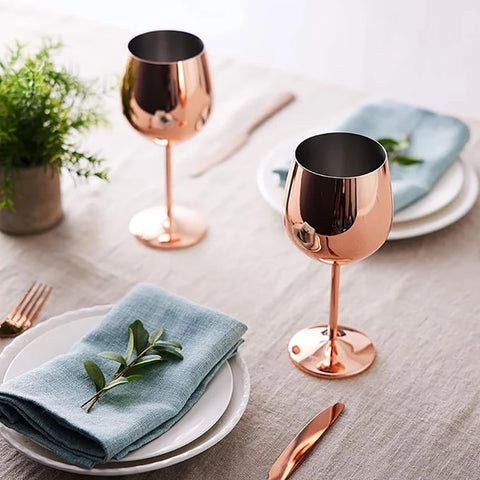 Ortekor Elegant Stainless Steel Wine Glasses Set of 6 with Enhanced Chilling | Durable Design for Timeless Enjoyment