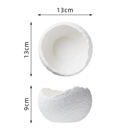 Porcelain Serving Bowl 8 Inch Round Dish for Salads Soups Desserts Appetizers Snacks Kitchen Dinnerware White Black