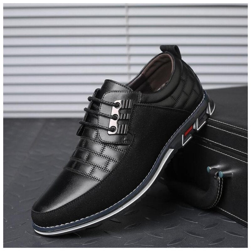 Men's Genuine Leather Slip-On Loafers – Perforated Dress Shoes for Work & Casual Wear