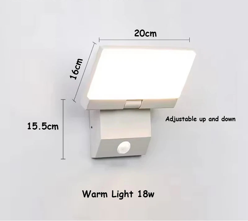 LumiFold | Outdoor Wall Light with Motion Sensor Option & Adjustable Head | IP65 Waterproof for Modern Homes