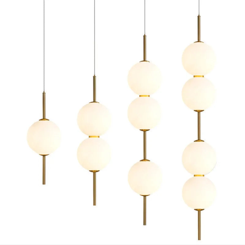 Glass Globe Hanging Light Fixture with Multiple Configurations for Dining Room Kitchen Island Bedroom Contemporary Suspended Ceiling Lamp