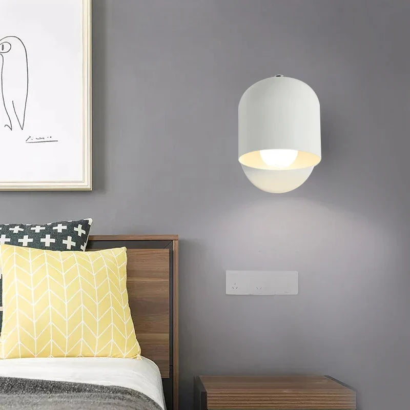Compact Glass Shade Sconce Light 6.7 Inches Iron Flush-Mount Fixture Bedside Hallway Ambient Lighting Wall or Ceiling Mount Modern Minimalis