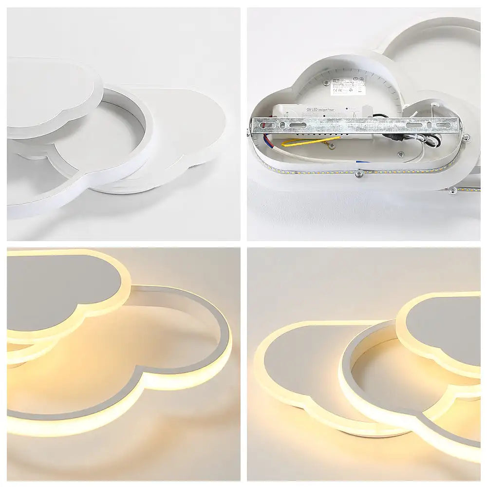 Dimmable Cloud LED Flush Mount Light for Kids Rooms & Nurseries with Remote Control | 32W Overhead Bedroom Fixture with 3 Color Temperatures
