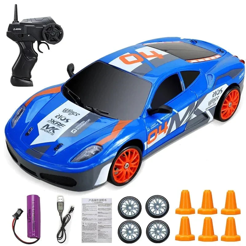 RC Mini Drift Car Remote Control Racing Toy with LED Lights & Rechargeable Battery for Kids & Adults
