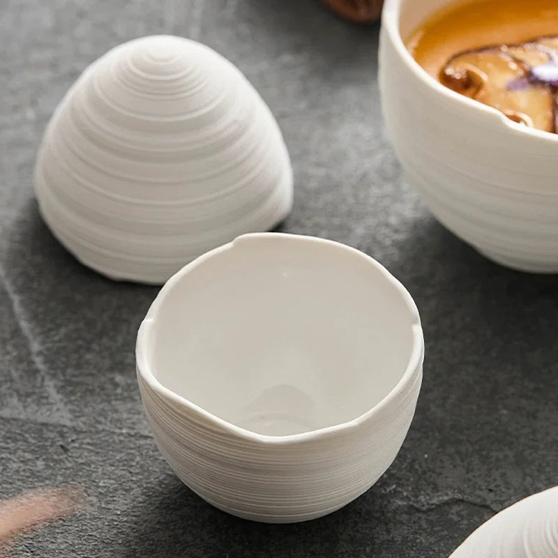 Ceramic Serving Bowl Egg-Shaped Design for Soup Salad Fruit Dessert Modern Minimalist Kitchen Dining Table Decor Dishwasher Safe