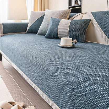 Couch Covers for 3 Cushion Couch, Non Slip Sofa Cover with Quilted Cotton Linen, Sectional Sofa Cover for Pets