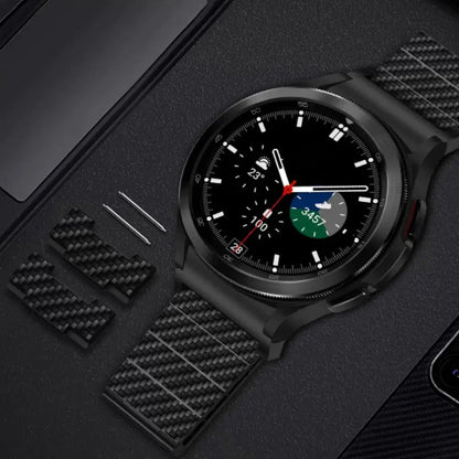 Carbon Fiber Watch Band for Samsung Galaxy Watch 4 / 5 / 6 – Precision Fit Strap in Black, Blue & Green