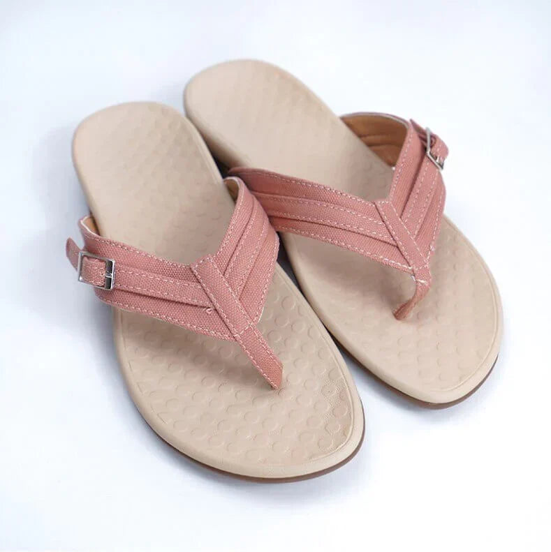 Orthopedic Arch Support Sandals for Women – Cushioned Footbed Slip-On Comfort Slides for Plantar Fasciitis & Flat Feet Relief