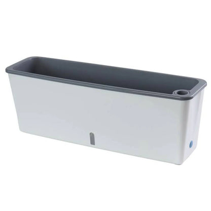 Rectangular Self-Watering Planter with Water Indicator 17 in Long for Herbs Flowers Succulents Kitchen Windowsill Balcony Indoor Outdoor