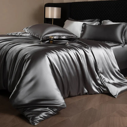 Bed Sheets Set with Duvet Cover and Pillowcases, Silky Sheets Bedding Set, Soft Breathable Fitted Sheet or Flat Sheet