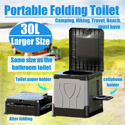 Camploo XL | Portable Toilet for Camping with Lid & Foldable Design | Extra Large Outdoor Comfort