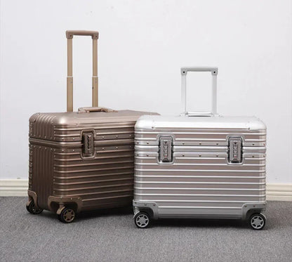 Hard Shell Luggage Aluminum-Magnesium Spinner Suitcase TSA Lock Travel Carry-On and Checked Baggage Set for Business Trips Vacation