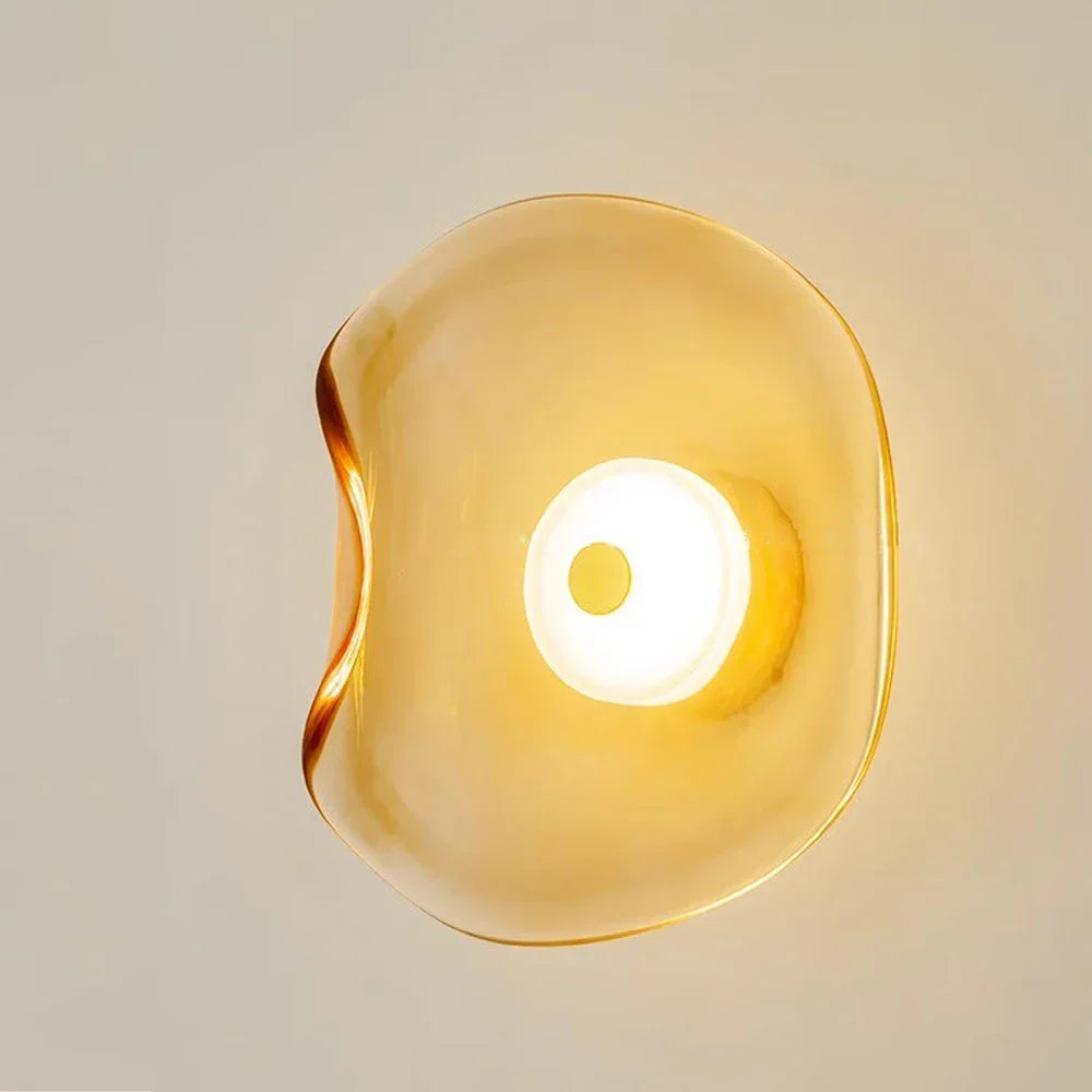 Modern Glass Wall Sconce LED Light Gray Blue Amber Finish for Bedroom Bathroom Kitchen Foyer Hallway Contemporary Lighting Fixture