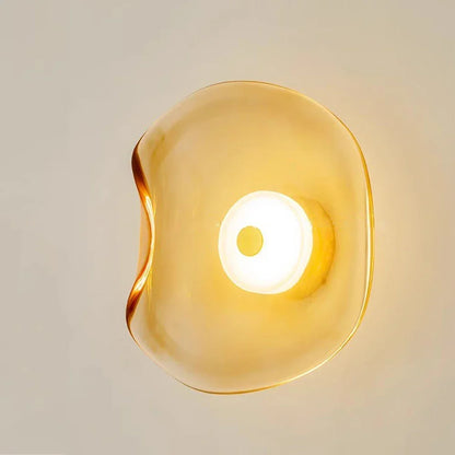 Modern Glass Wall Sconce LED Light Gray Blue Amber Finish for Bedroom Bathroom Kitchen Foyer Hallway Contemporary Lighting Fixture