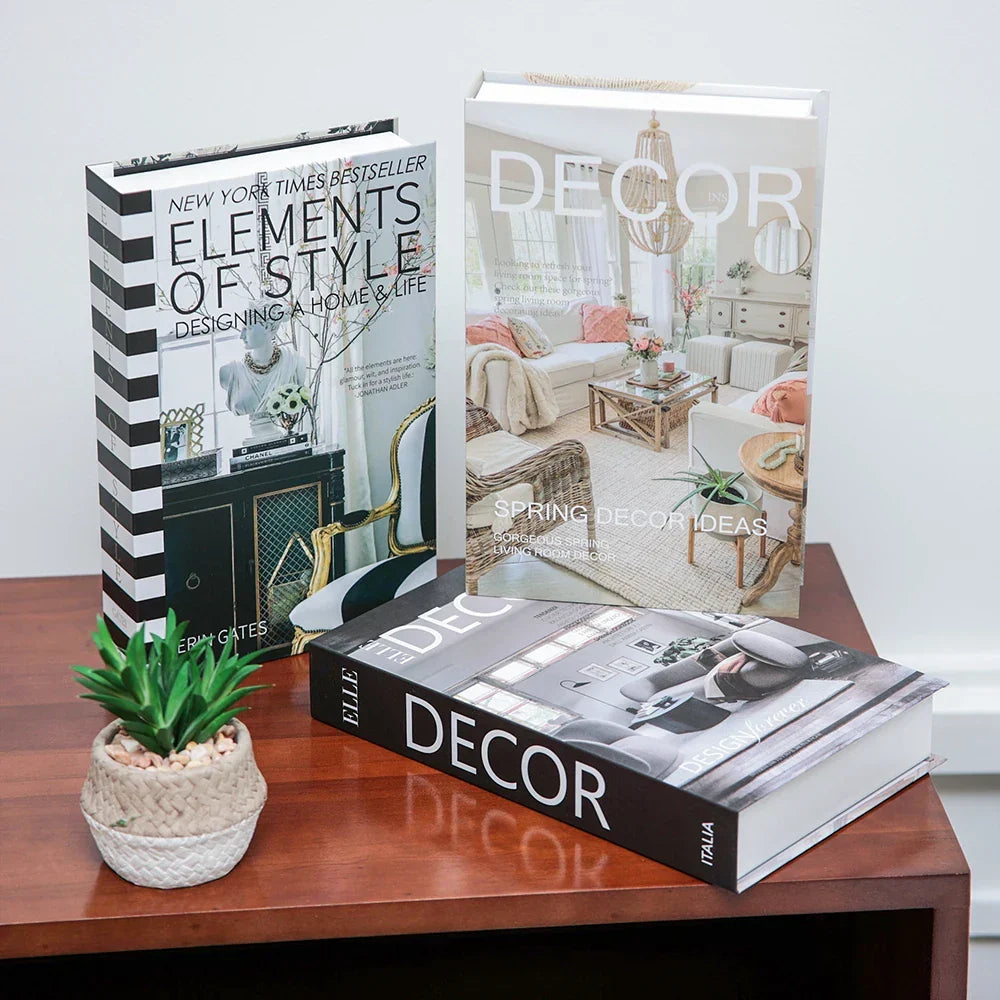 Hollow Cardboard Book Stack 3-Piece Display Set for Shelf Styling Coffee Table Accent Modern Home Interior Staging Props