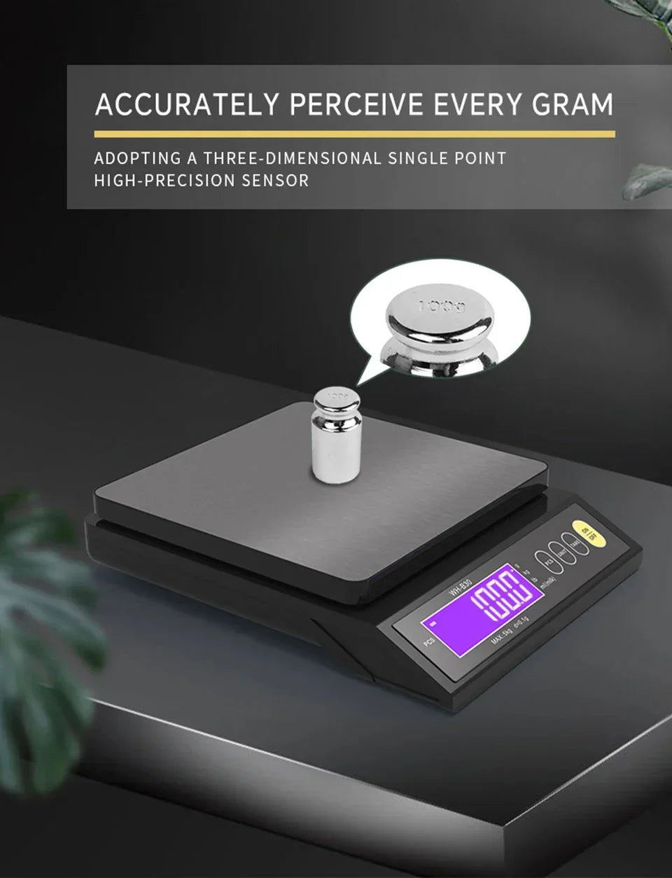 Waterproof Digital Food Scale – 11 lb / 1 oz or 22 lb / 0.04 oz Capacity, Rechargeable LCD Kitchen Scale for Meal Prep, Baking, Portion