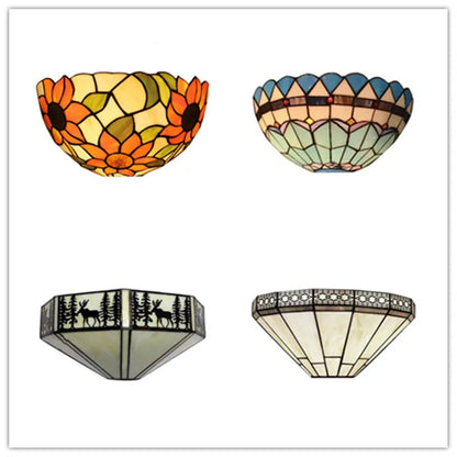 Stained Glass Sconce with Blue & Mint Green Tiles for Bedroom, Hallway & Dining Room | E27 Socket Compatible with LED