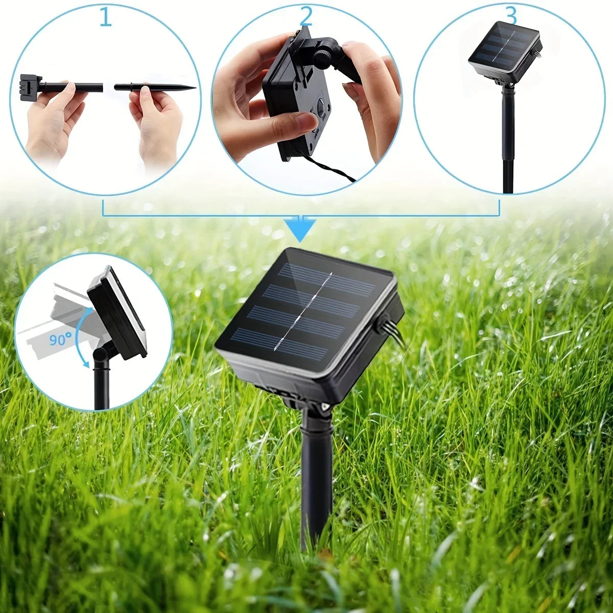 Solar LED String Lights 16 ft Hemp Rope 100 Bulbs 8-Color Modes Outdoor Garden Patio Deck Waterproof Auto On/Off for Backyard Party Wedding