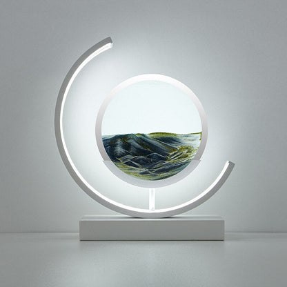 Rotating Sand Art LED Table Lamp | Mesmerizing 3D Liquid Motion Desk Light with Acrylic Frame | Modern Accent Lamp for Bedroom Living Room