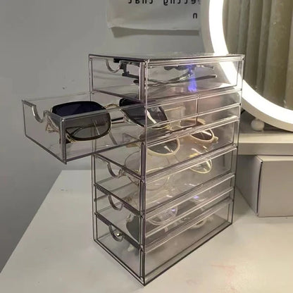 SHADELIVA – Acrylic Sunglasses Display Stand with Storage Drawers