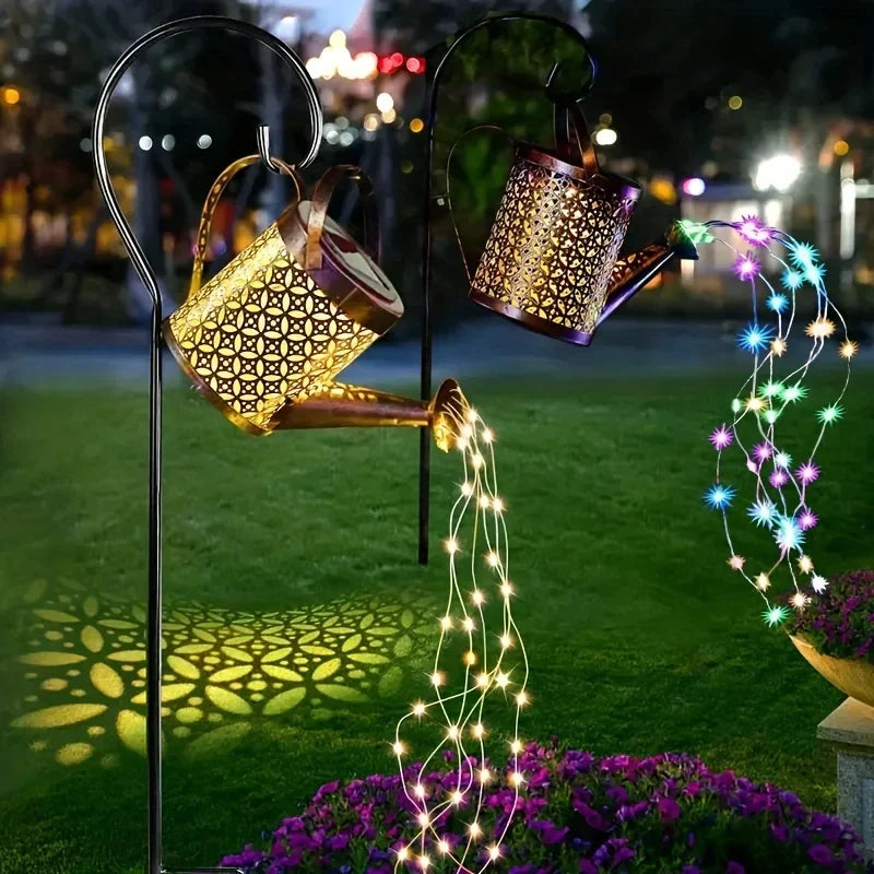 Whimsical Solar Lantern | Outdoor Hanging Lantern with Retro Watering Can Design | Charming Garden Decor for Nighttime Ambiance
