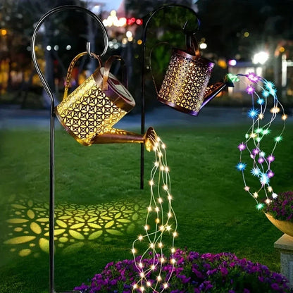 Whimsical Solar Lantern | Outdoor Hanging Lantern with Retro Watering Can Design | Charming Garden Decor for Nighttime Ambiance