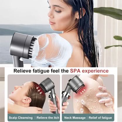 High-Pressure Filtered Showerhead with Built-In Water Purifier & 3-Mode Massage Spray for Low Pressure Bathrooms
