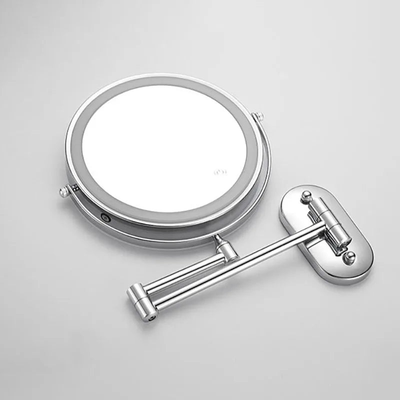 LED Lighted Bathroom Mirror 8 Inch with Magnification Touch Control USB Rechargeable Wall Mount Vanity Mirror for Makeup Application Skincar