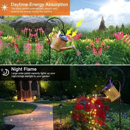 Whimsical Solar Lantern | Outdoor Hanging Lantern with Retro Watering Can Design | Charming Garden Decor for Nighttime Ambiance
