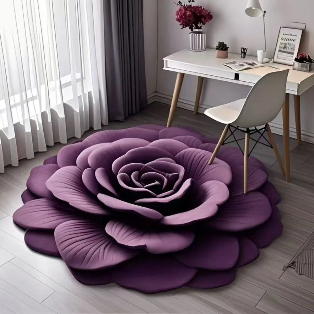 Rose Petal Bath Mat – Soft Microfiber Non-Slip Rug for Bathroom Decor, Machine Washable Floral Design for Shower, Bedroom, Entryway