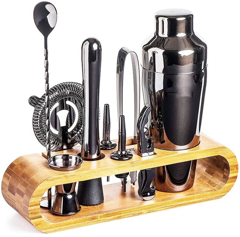 Stainless Steel Bartender Tool Kit 10-Piece Set with Shaker Jigger Strainer for Home Mixology Cocktail Station Bar Accessories Professional