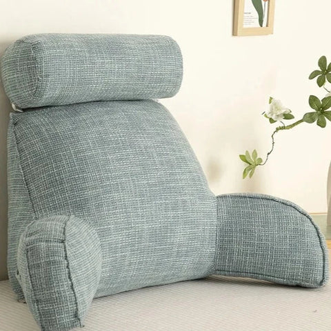 Ergonomic Lumbar Support Pillow with Adjustable Headrest & Soft Armrests | Back Support for Pain Relief and Comfort