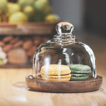 Glass Canister with Wood Lid 8-Inch Clear Storage Jar Airtight Seal for Dry Goods Coffee Tea Flour Sugar Cookies Pasta Rice Beans Kitchen Pa