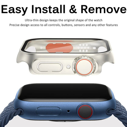 Hardened Glass Shield Case for Apple Watch Series 7/8/SE – Full Display Coverage, Crown Access, 40-45mm Sizes