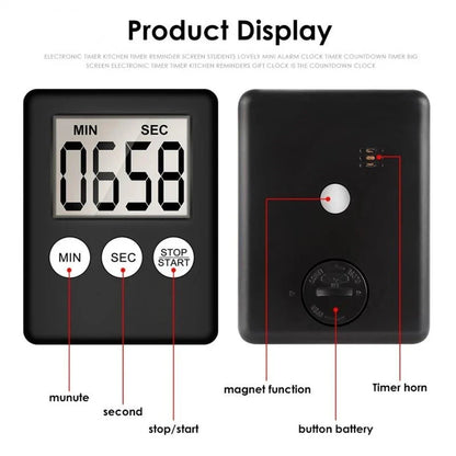 Countdown Timer Magnetic LCD 2.8 Inch Screen Alarm Clock Home Office Study Workout Productivity Tool Kitchen Baking Cooking Interval Trainin
