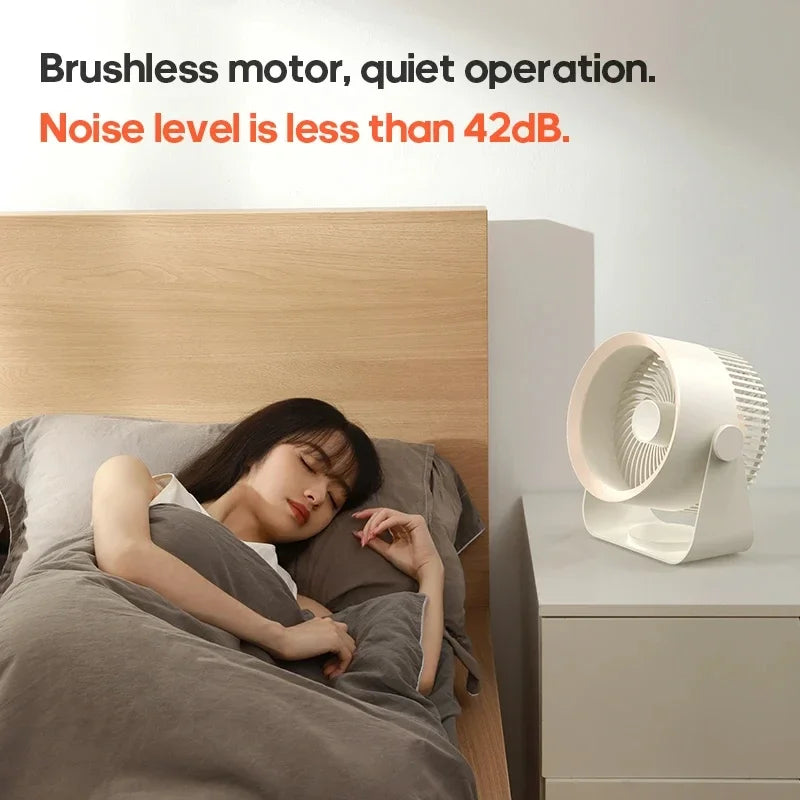 USB-C Rechargeable Desktop Fan with 180° Tilt Head for Bedroom Office Bathroom Quiet Cordless Portable Air Circulator Wall Mount