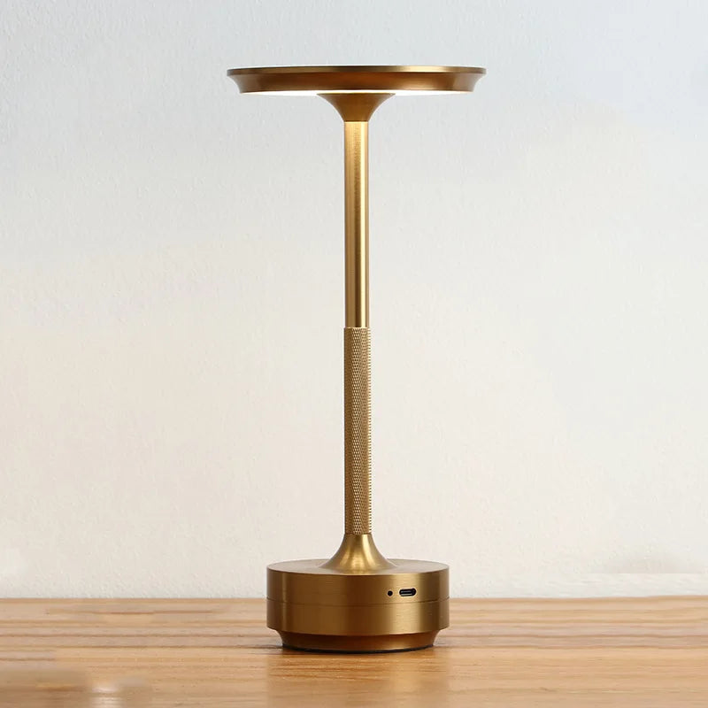 USB Rechargeable LED Desk Lamp with Touch Dimmer Control in Matte Aluminum Finish for Bedside, Dining Room, Office & Patio Use