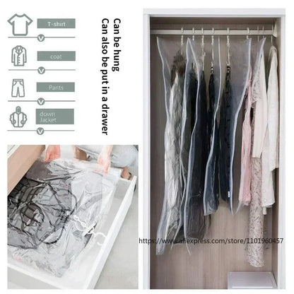 Set of 3 Vacuum Storage Bags for Clothes - Space Efficient Hanging Design