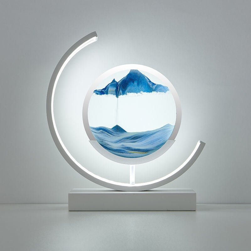 Rotating Sand Art LED Desk Lamp – Motion Sculpture with Warm Light for Office, Bedroom & Living Room Décor