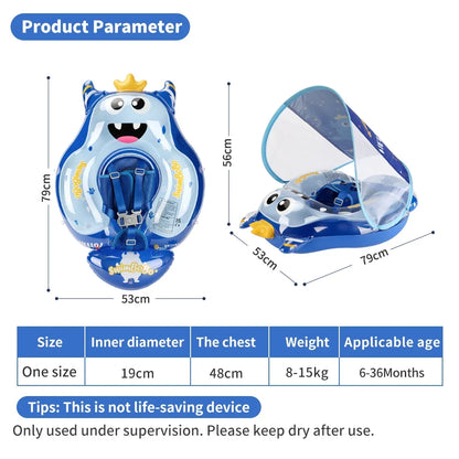 AquaBear Baby Swimming Ring | Eco-Friendly PVC with Optimal Buoyancy | Safe Water Fun for 6-36 Months