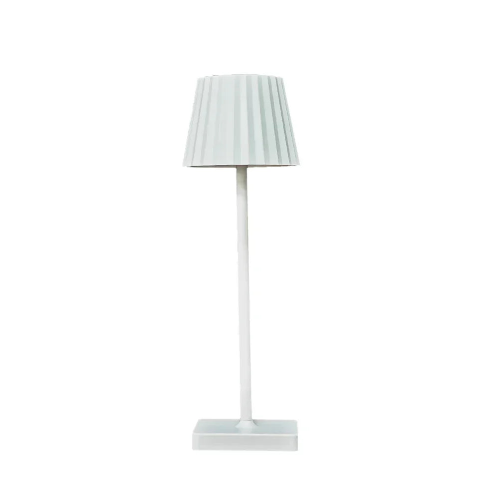 Cordless Rechargeable Table Lamp with Pleated Shade & Touch Dimmer – Classic LED Bedside Light for Bedroom Living Room