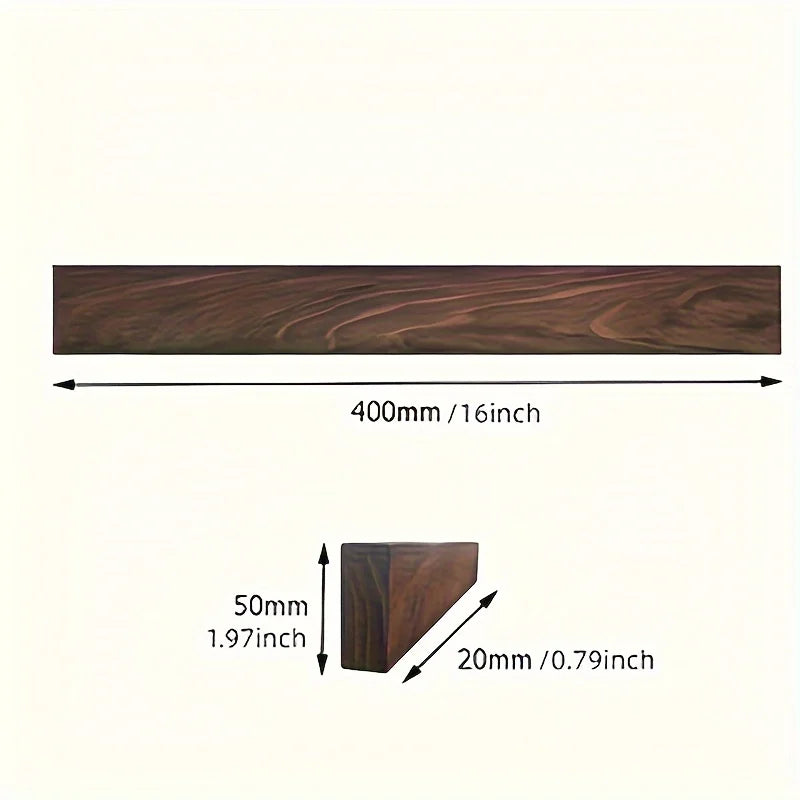 Wall-Mount Kitchen Knife Bar Solid Walnut Wood 16 Inch Magnetic Storage Strip Chef Blade Organizer Space Saver Rack for Cooking Tools Utensi