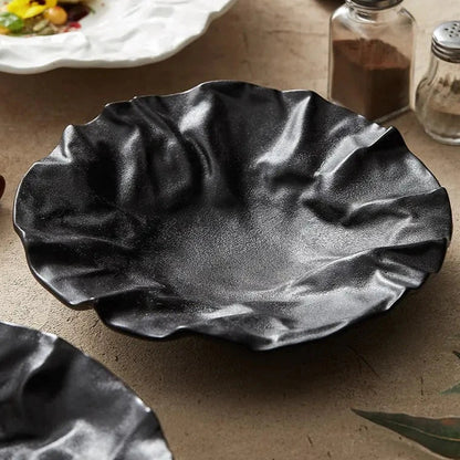 Ocean Wave Serving Bowl Ceramic Porcelain Handcrafted Dinnerware for Kitchen Dining Room Coastal Table Decor Salad Soup