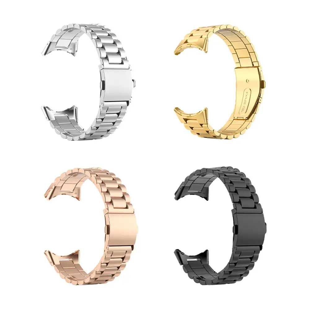 Steel Bracelet-Style Band for Google Pixel Watch & Pixel Watch 2 – Secure Link Design – Compatible with 41mm Case – 8 Finishes – Clasp