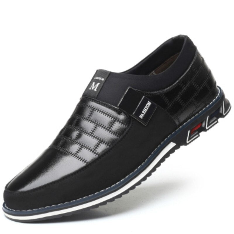 Men's Genuine Leather Slip-On Loafers – Perforated Dress Shoes for Work & Casual Wear