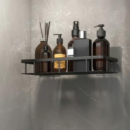 Wall Mount Adhesive Shower Caddy Corner Organizer – No-Drill Waterproof Storage Rack for Bathroom, Toilet & Sink – ABS & Steel in Black or S
